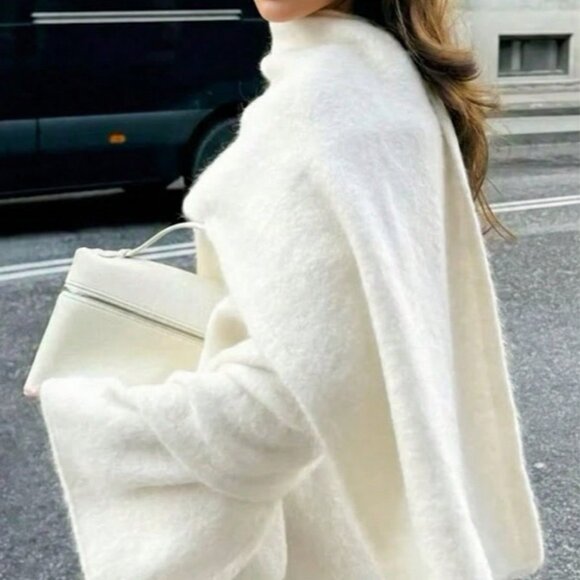 Apricot Casual Women's Pullover Sweater With Scarf - Picture 4 of 6